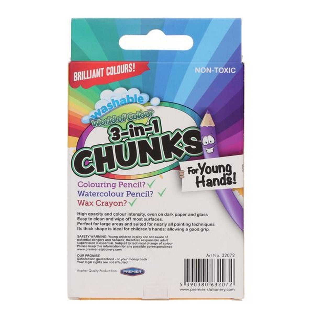 World Of Colour 3-In-1 Washable Chunks Pencils Pack Of 6