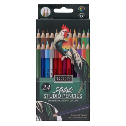 Artists Studio Triangular Colouring Pencils Pack Of 24