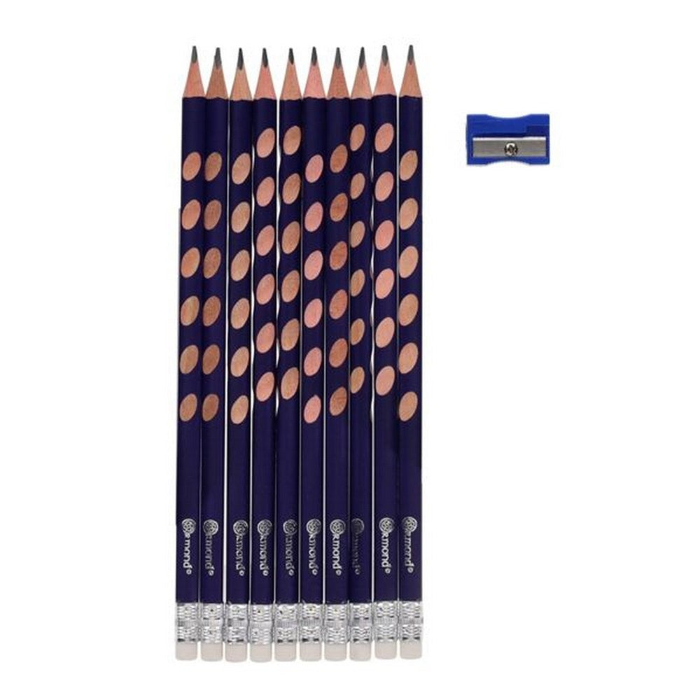 Ormond Finger Fit Hb Triangular Pencils With Sharpener Pack Of 10
