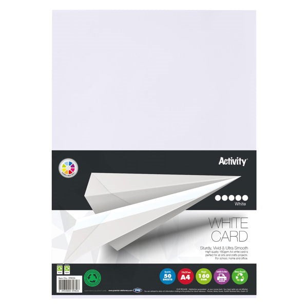 Premier A3 160G Activity Card White (Pack Of 50 Sheets)