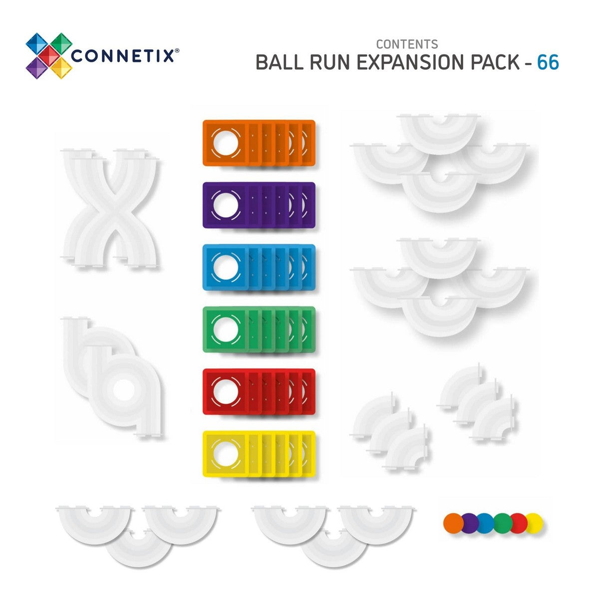 Connetix Rainbow Ball Run Expansion Pack of 66pcs