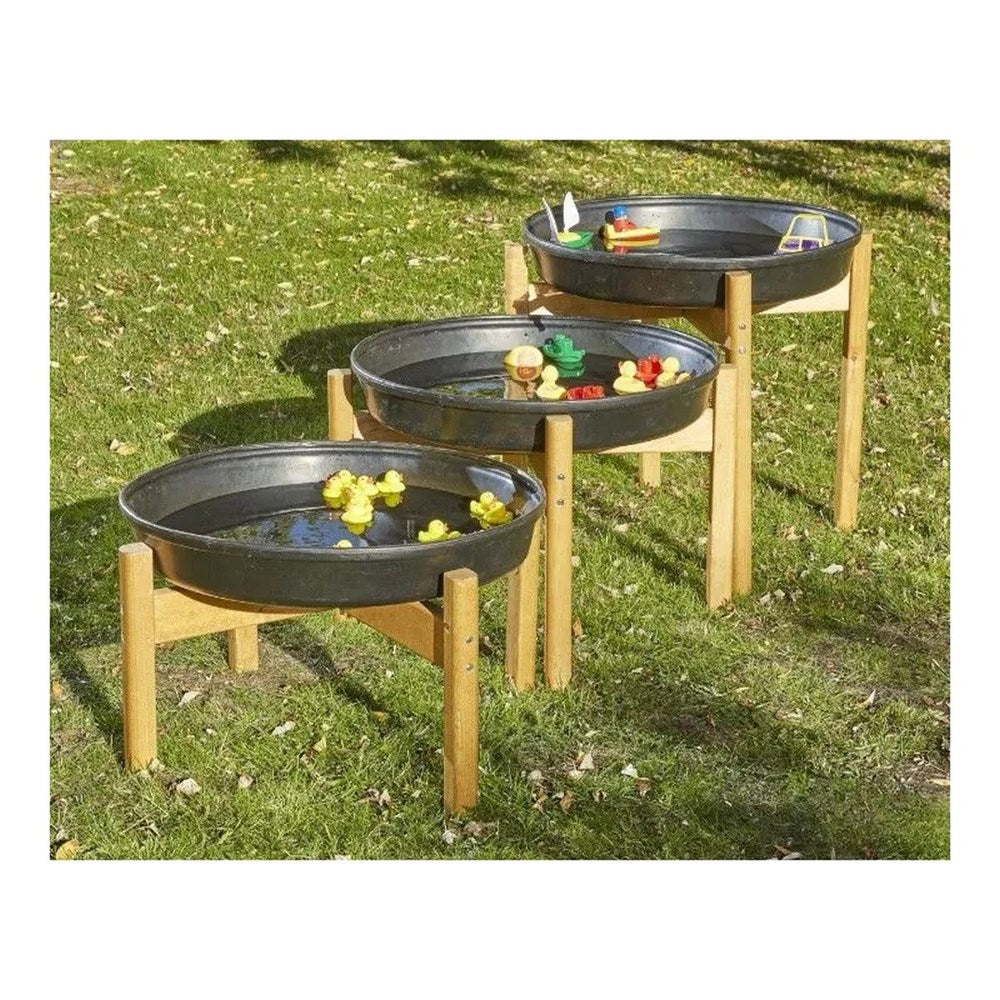 Trio of Cascading Deep Spot Trays and Stands - Set of 3