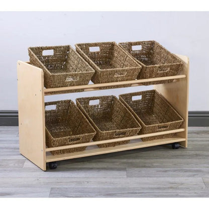 Cosy Rookie Range Open Mobile Basket Shelf With Seagrass Baskets