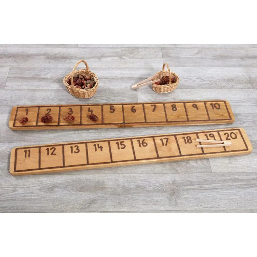 Cosy Natural Number Line Track On Rustic Planks 0-10 And 11-20