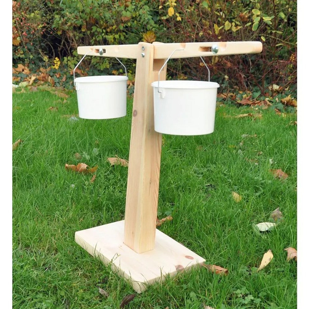 Giant Scales And Funnel Stand And White Buckets X2