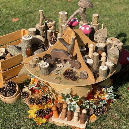 Small World - Cityscape, Volcano and Cave Scene - Set of 2