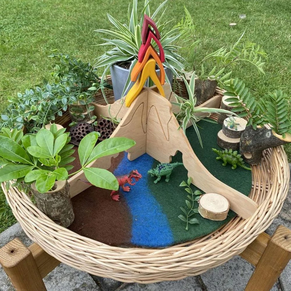 Small World - Cityscape, Volcano and Cave Scene - Set of 2