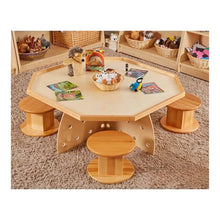 Cosy Wooden Hex Table And Four Perch Pods