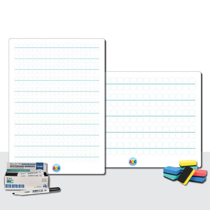 ABC Essentials A4 Double-Sided Bubble Handwriting Whiteboards Pack of 10 - ABC School Supplies