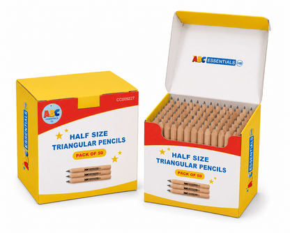 ABC Essentials Half Size Triangular Grip HB Pencils - Pack of 50 - ABC School Supplies