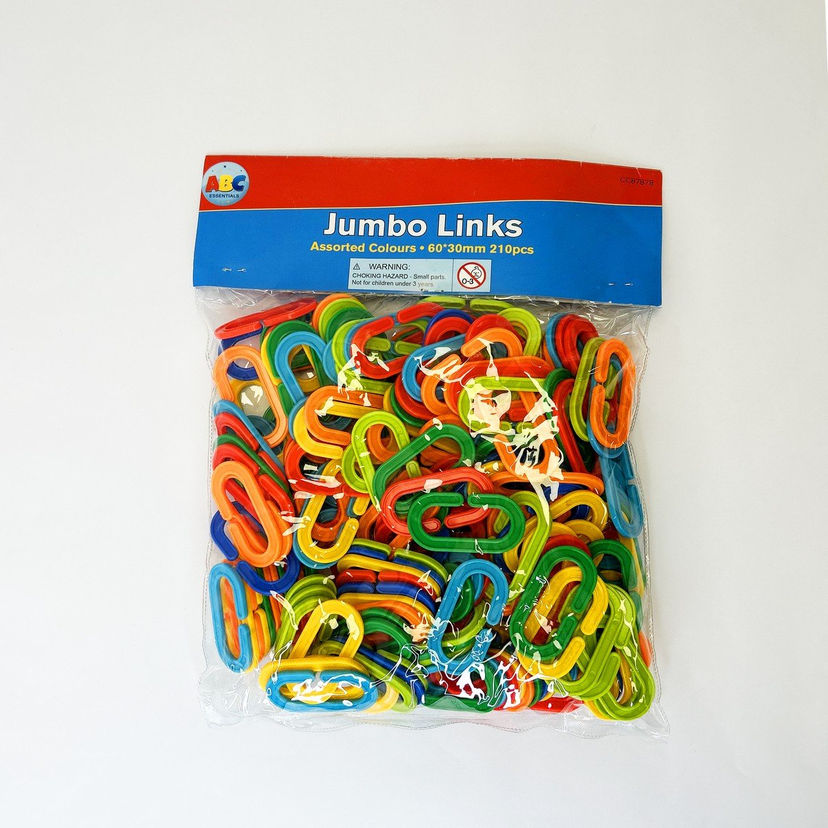 ABC Essentials Jumbo Links 4 colours 60*30mm 210pcs - ABC School Supplies