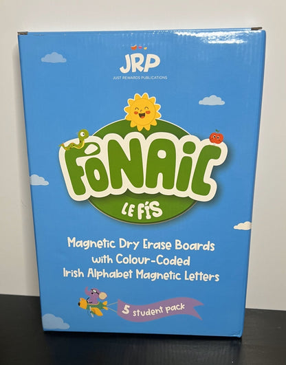 ABC Essentials Magnetic Dry Erase Boards with Colour - Coded Irish Alphabet Magnetic Letters – 5 Student Pack - ABC School Supplies