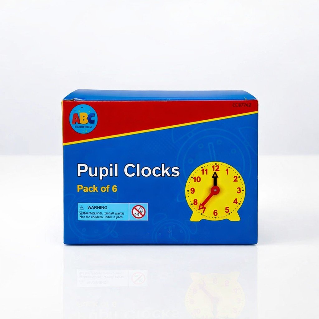 ABC Essentials Pupil Clocks 10cm Pack of 6 - ABC School Supplies