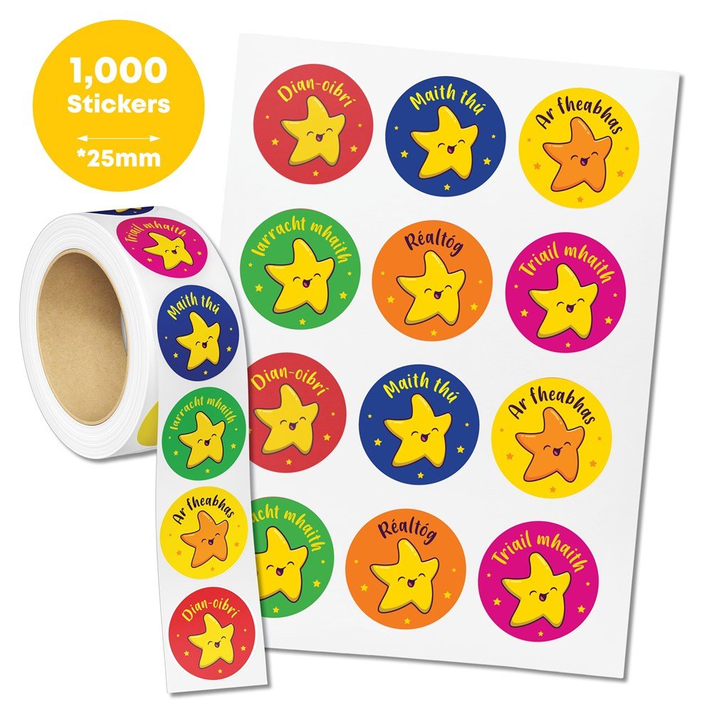 ABC Essentials Roll of 1000 Irish Reward Stickers - ABC School Supplies