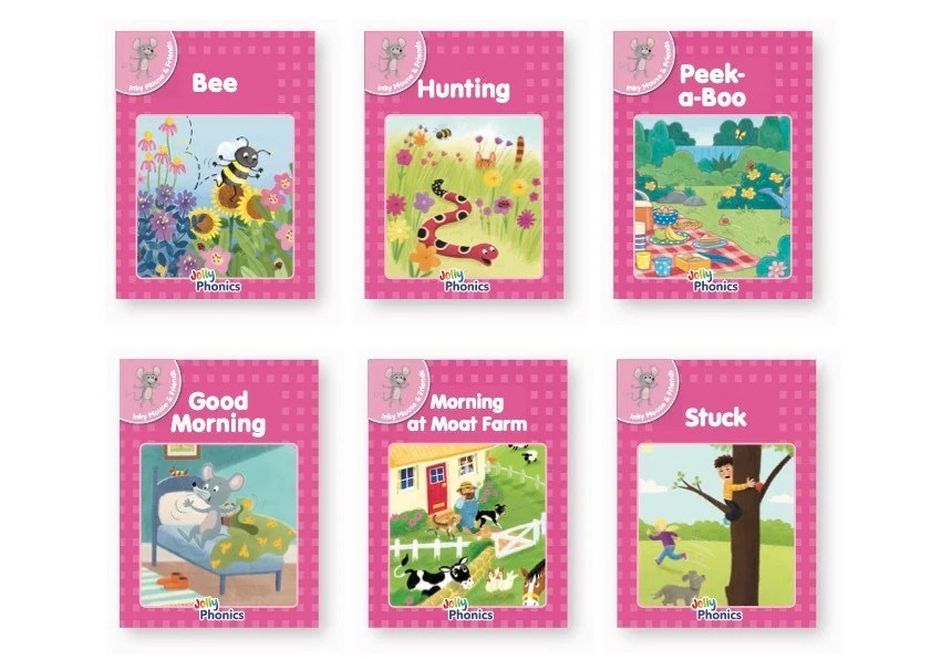 Jolly Phonics Decodable Readers Pink Level (Inky Mouse and Friends) Level 1 (Precursive letters)