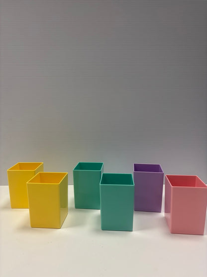 Cleverco Square Storage Desk Pots Set Of 6 Pastel Colours