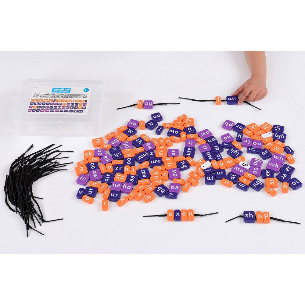Systematic Phonics Threading Beads -Bulk Set Of Beads & Strings - Phases 2-5