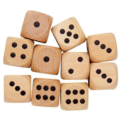 Wooden Dot Dice 25mm Pack of 10