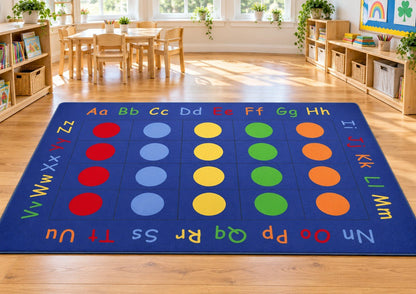 Alphabet and Dots Rectangular Carpet 257x180cm - ABC School Supplies