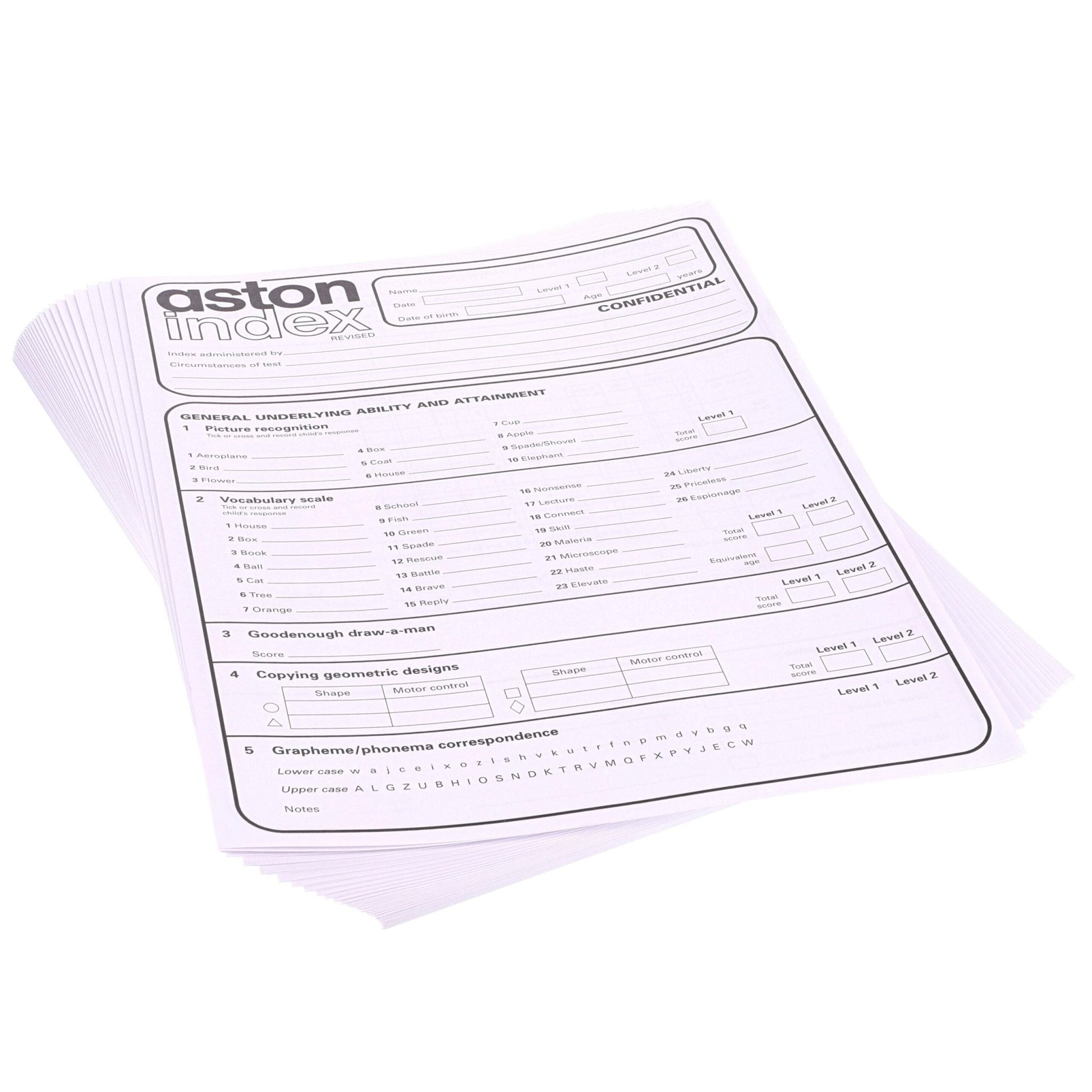 **Aston Index Score Sheets - ABC School Supplies