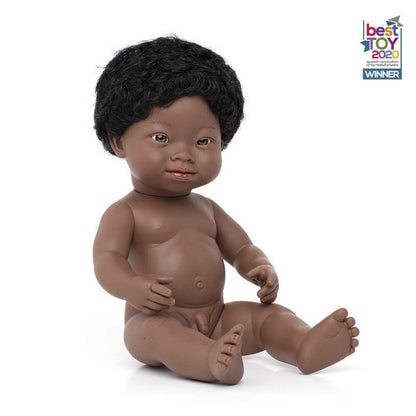 Baby Doll African Boy With Down Syndrome 38 Cm - ABC School Supplies
