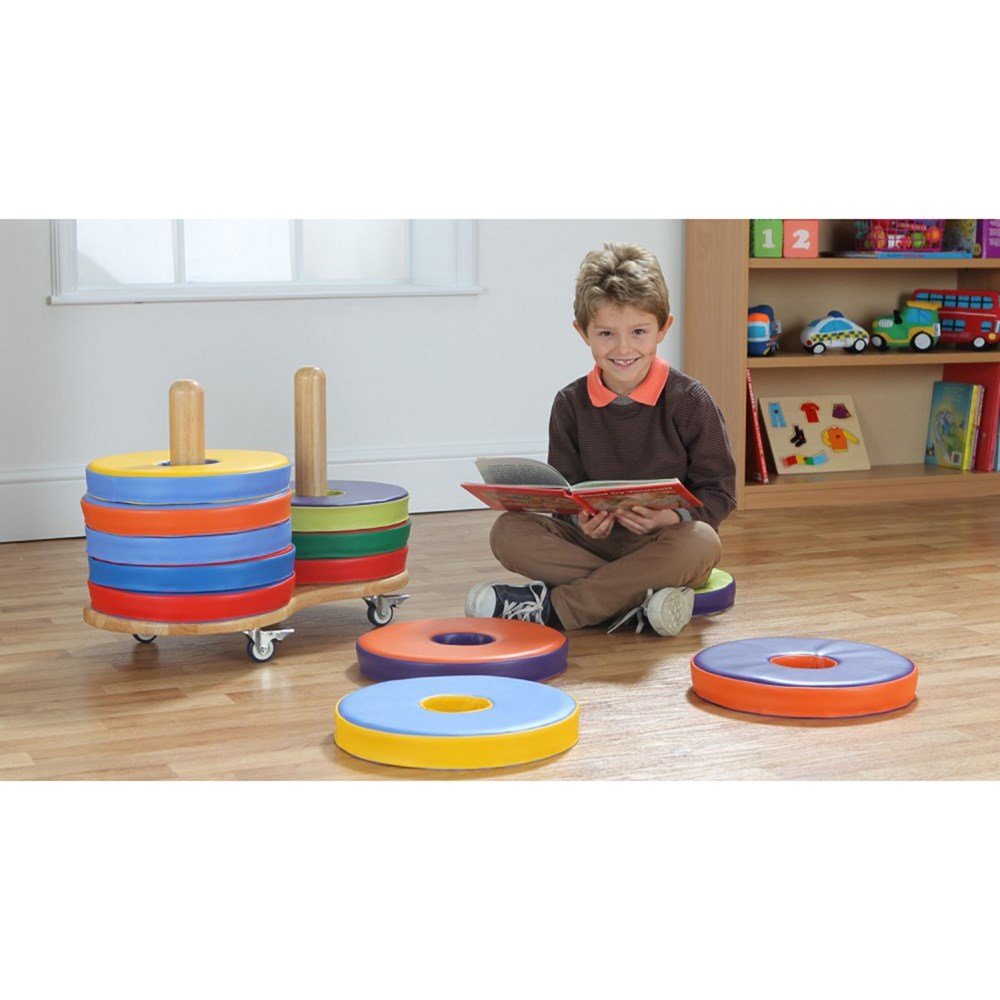 Bi - Colour Donut Cushions With Trolley 12Qty - ABC School Supplies