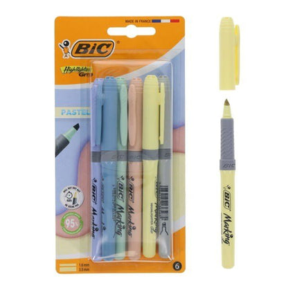 BIC 6 Pack Highlighter Grip Pen - Asst - ABC School Supplies