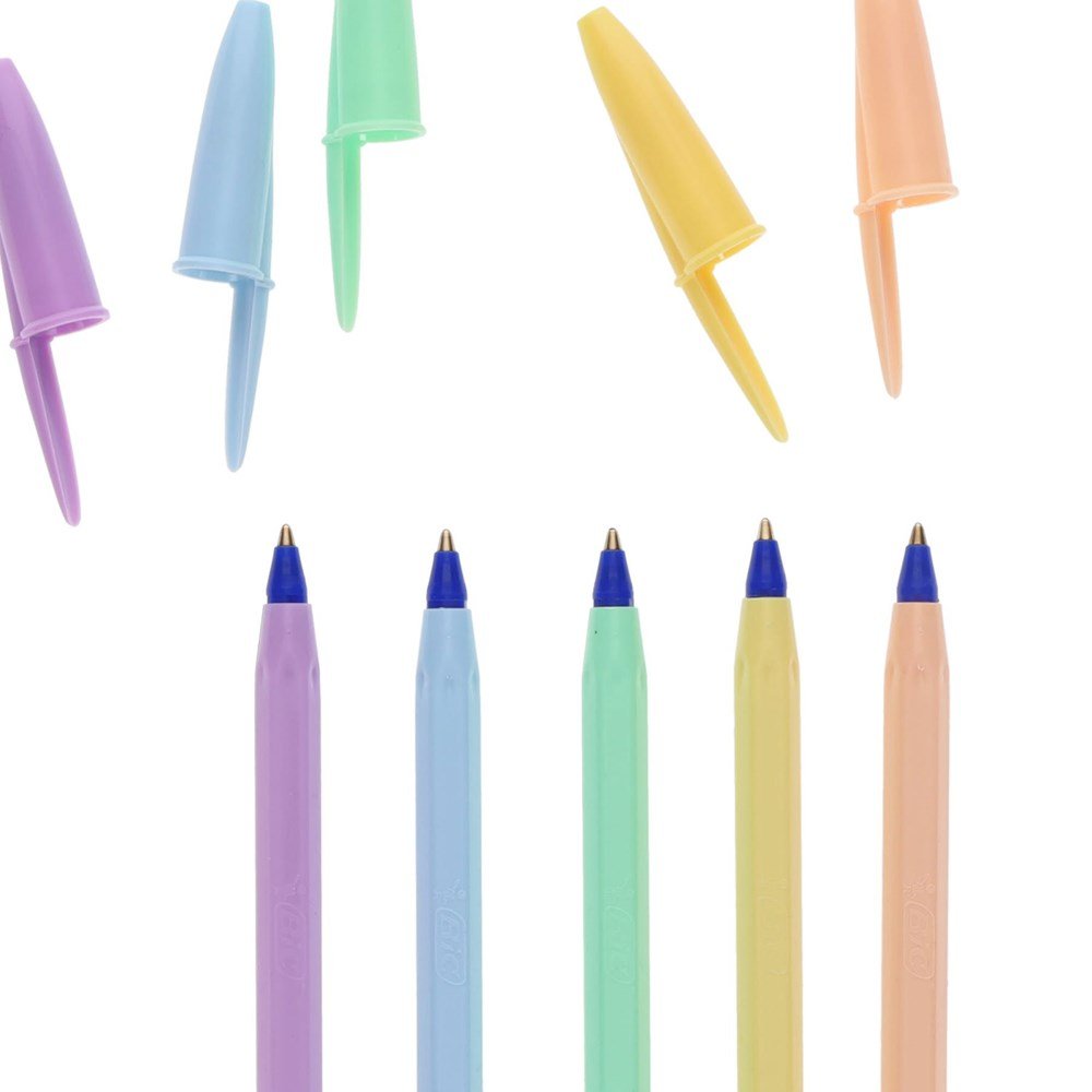 BIC Cristal Pastel Ballpoint Pens - Blue Pack of 5 - ABC School Supplies