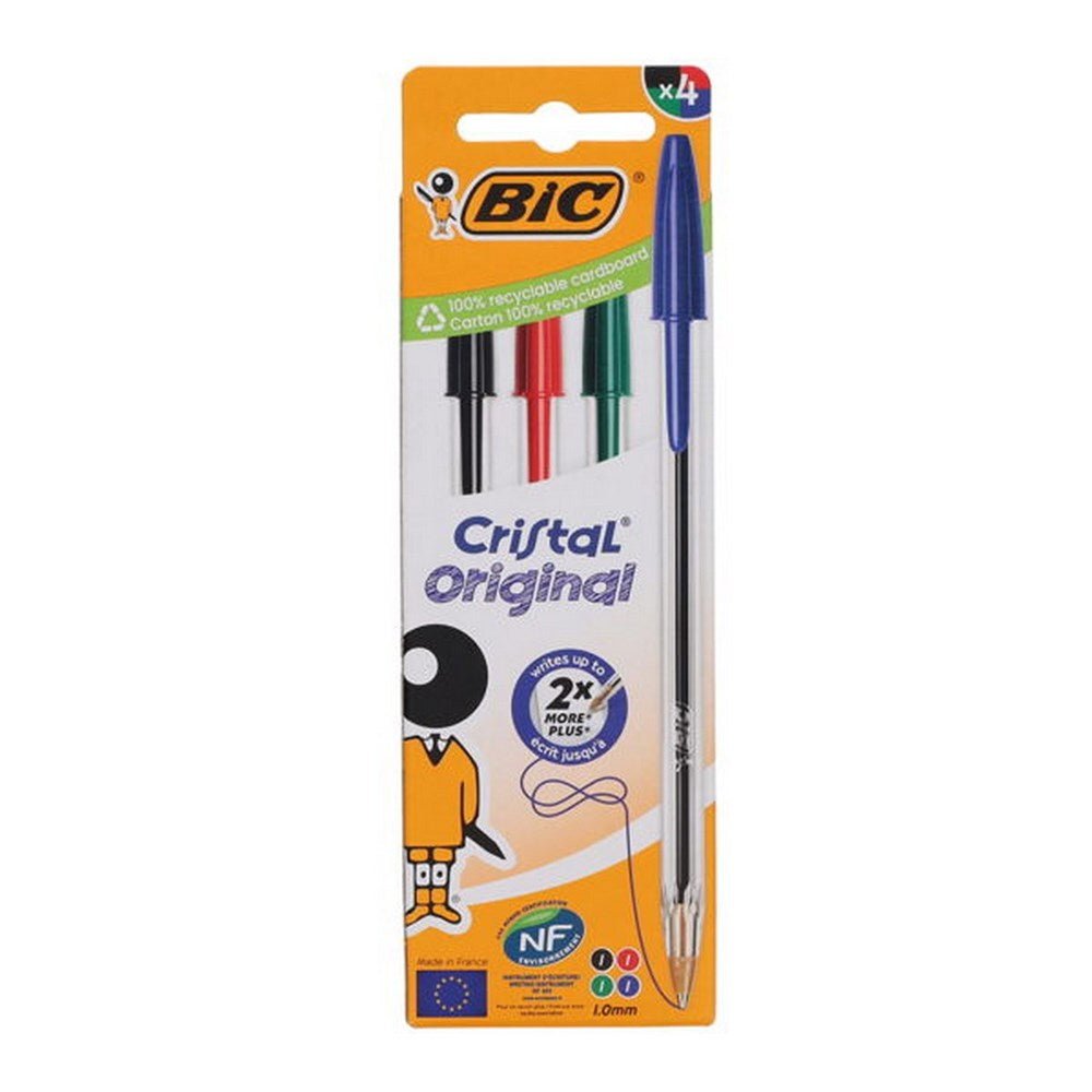 BIC Pkt.4 Cristal Original Ballpoint Pens - Assorted Colours - ABC School Supplies