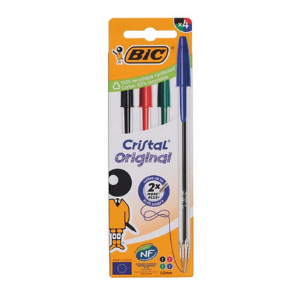 BIC Pkt.4 Cristal Original Ballpoint Pens - Assorted Colours - ABC School Supplies
