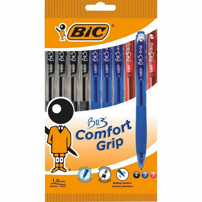 Bic Retract Ball Pen Grip Assorted 10 Pack - ABC School Supplies