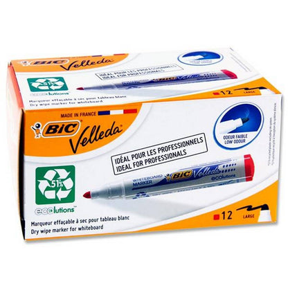 Bic Velleda 1701 Bullet Tip Whiteboard Marker Pack Of 12 - Red - ABC School Supplies