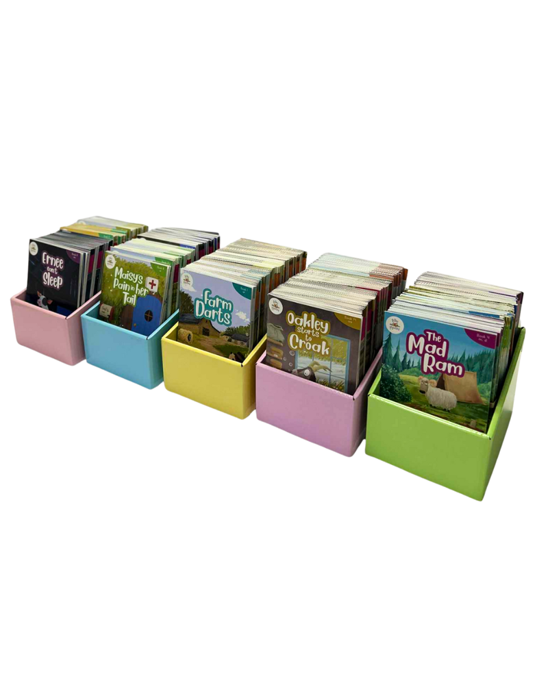 BiDee Phonics Book Boxes Pastel Colours Mixed Pack of 5 - ABC School Supplies
