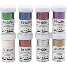 Bio Glitter 8 Tubs - 27 ml - Assorted Colours - ABC School Supplies
