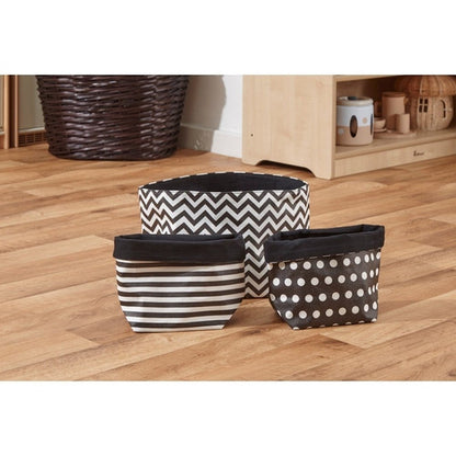 Black And White Canvas Baskets - Set Of 3 - ABC School Supplies