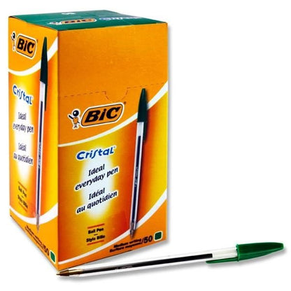 Box 50 Cristal Original Ballpoint Pens - Green - ABC School Supplies