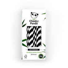**Cheeky Panda Bamboo Straws - Black Stripes - Pack Of 250 - ABC School Supplies
