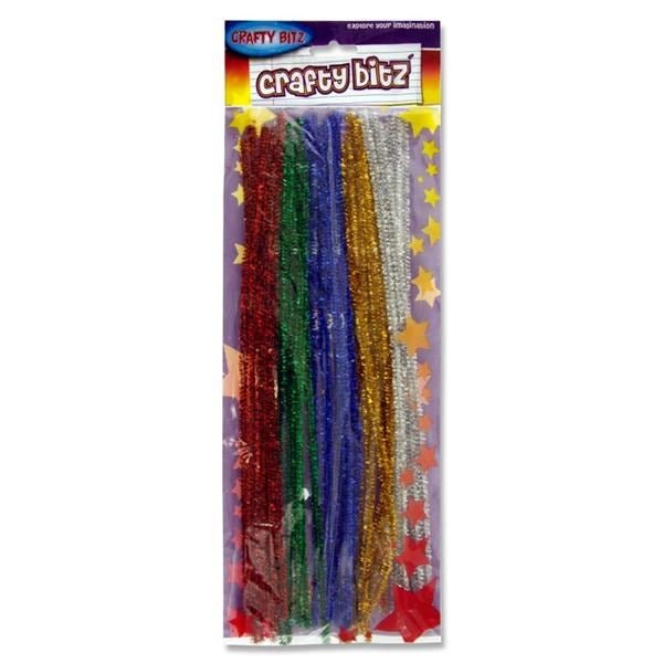 Chenille Pipe Cleaners 12" Glitter Colours Pack Of 30 - ABC School Supplies