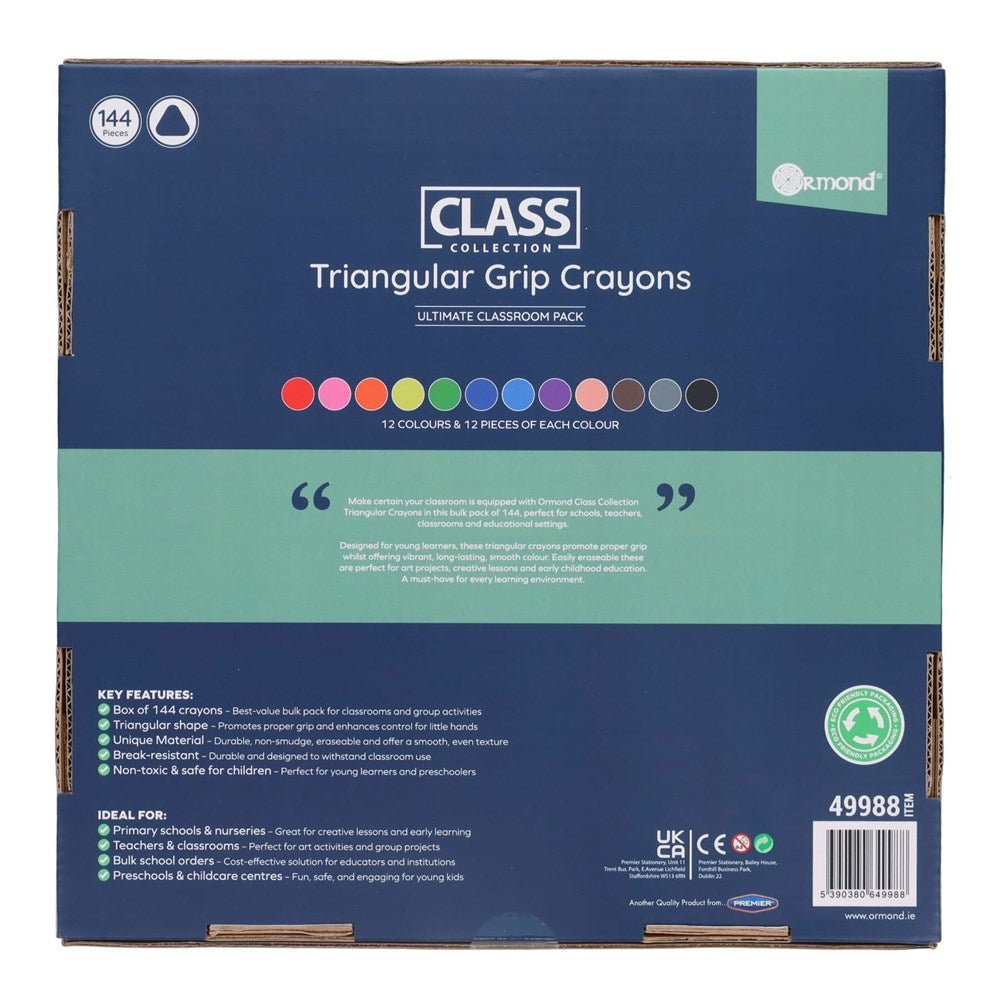 Class Collection Triangular Grip Crayons Pack of 144 - ABC School Supplies