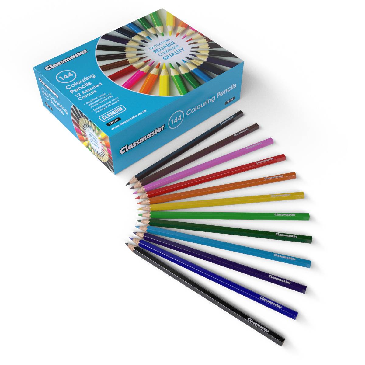 Classmaster Colouring Pencils - Assorted Pack of 144 (12 Colours) - ABC School Supplies