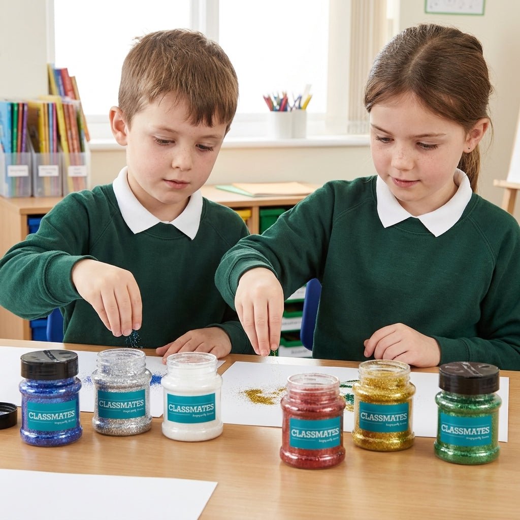 Classmates 100G Glitter Tubs - Assorted Pack Of 6 - ABC School Supplies