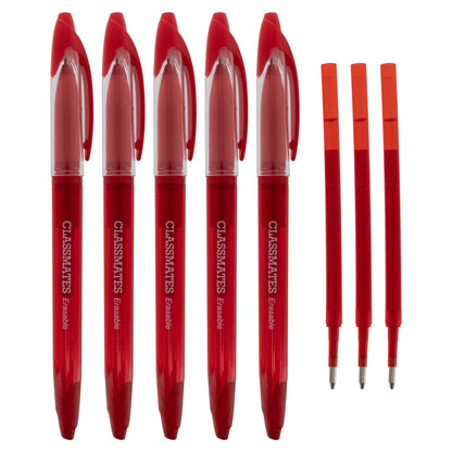 Classmates Erasable Rollerball Pen - Red - Pack of 12 - ABC School Supplies