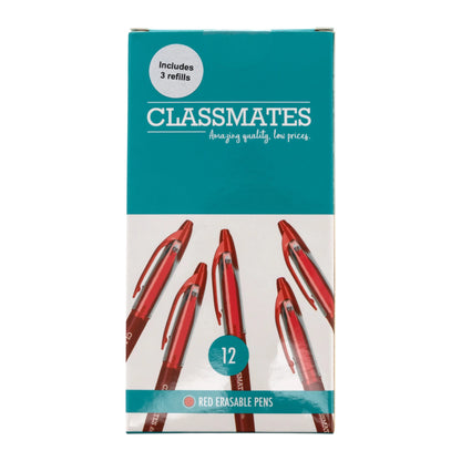 Classmates Erasable Rollerball Pen - Red - Pack of 12 - ABC School Supplies