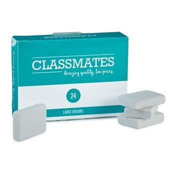 Classmates Eraser - Large - White - Pack of 24 - ABC School Supplies