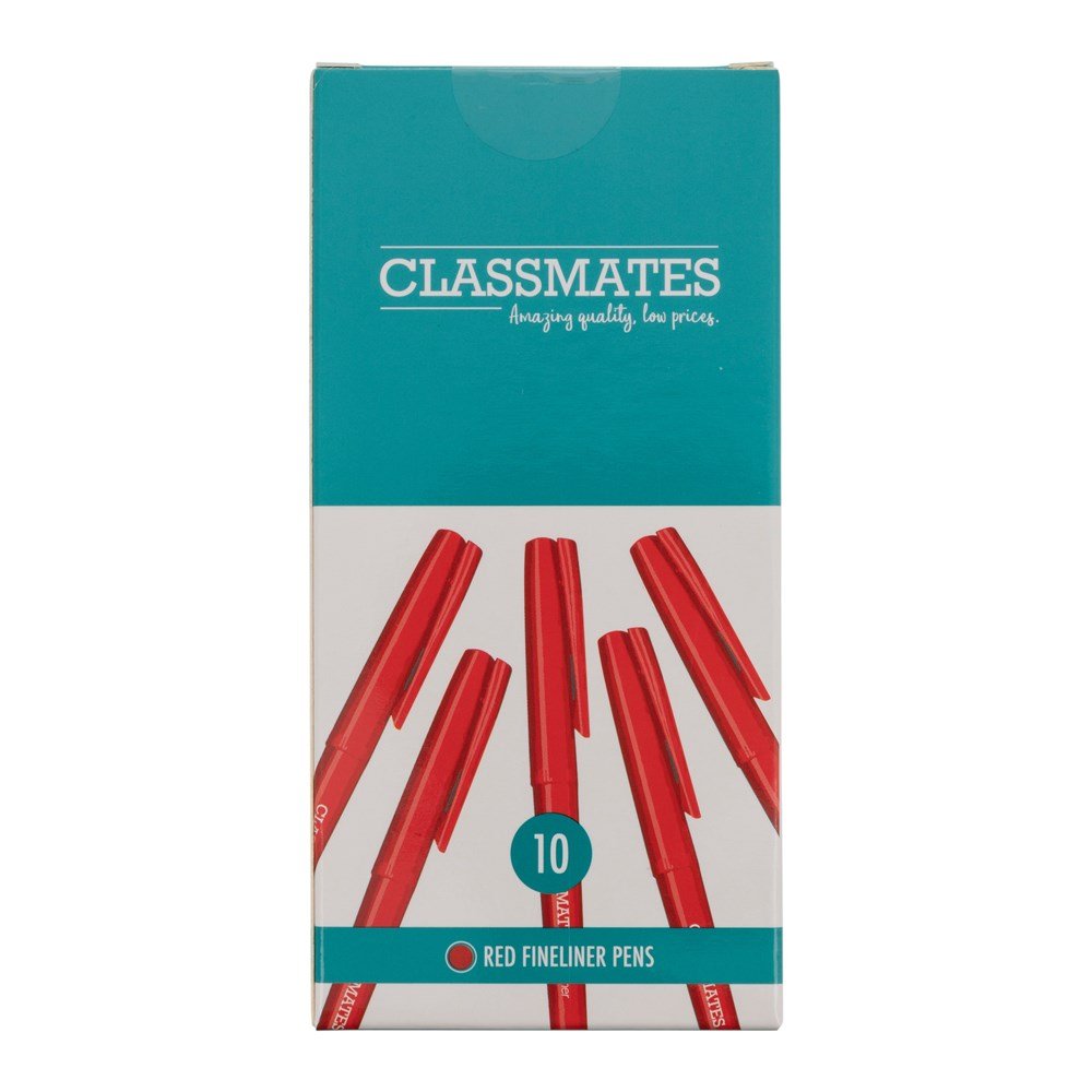 Classmates Fineliner Pen - Red - Pack Of 10 - ABC School Supplies