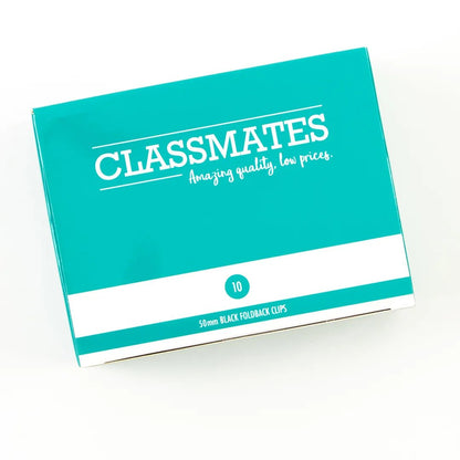 Classmates Fold Back Clip - Black - 50mm - Pack of 10 - ABC School Supplies