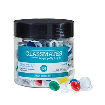 Classmates Hook Drawing Pins Asst P100 - ABC School Supplies