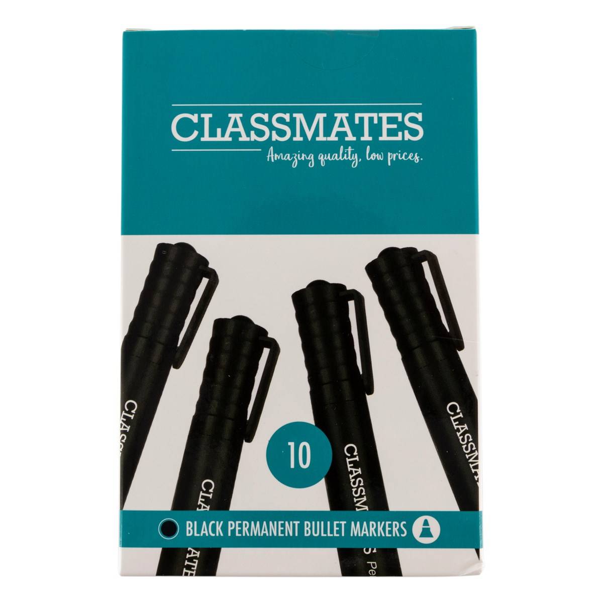 Classmates Permanent Marker Black, Bullet Tip – Pack Of 10 - ABC School Supplies