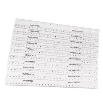 Classmates Shatter - Resistant Ruler - Transparent - 30cm - Pack of 100 - ABC School Supplies