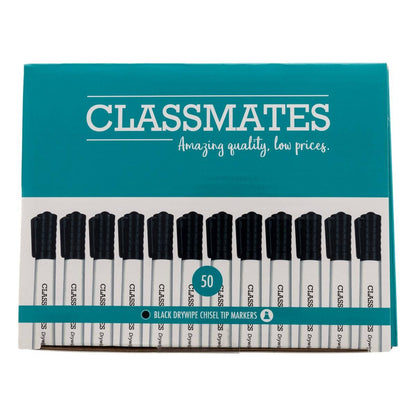 Classmates Whiteboard Marker Black, Chisel Tip – Pack Of 50 - ABC School Supplies